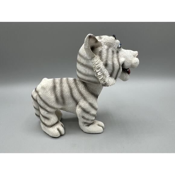 Swibco White Tiger Bobble Head Vintage Hand Painted Resin Cross Eyed - Picture 2 of 9